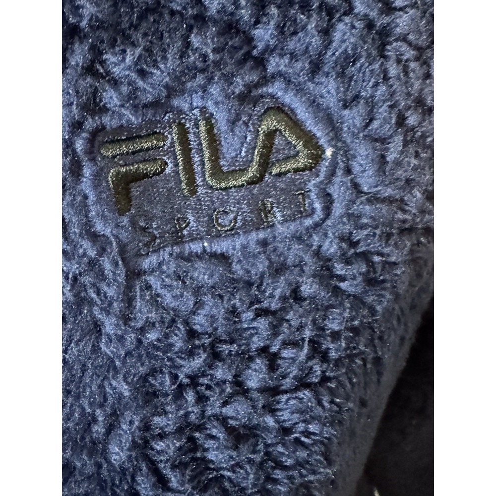 FILA Sports Blue Fleece Super Fluffy Zip Up Jacket Soft Comfy Large - Picture 6 of 9